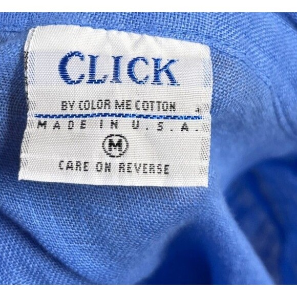Click Top Women's Size Medium Blue Color Me Cotton 100% Linen Button Up - Picture 4 of 6